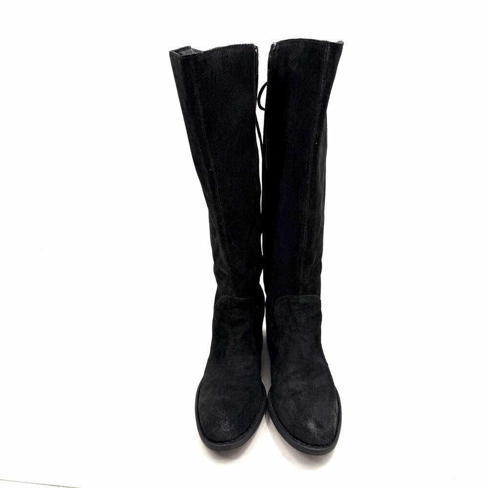 Born Felicia Distressed Black Suede Knee-High Lace & Side Zip Boots Womens 9.5 - Picture 6 of 12